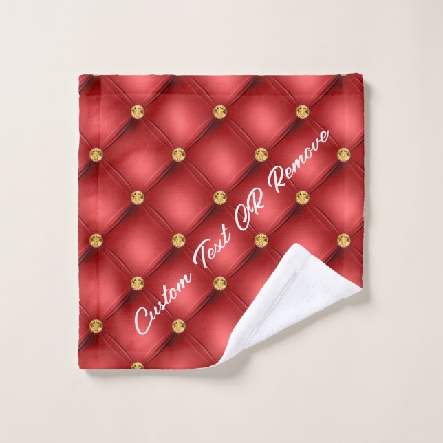 Red Gold Diamond Tufted Custom Text Badetücher Badhandtuch Set (Waschlappen)