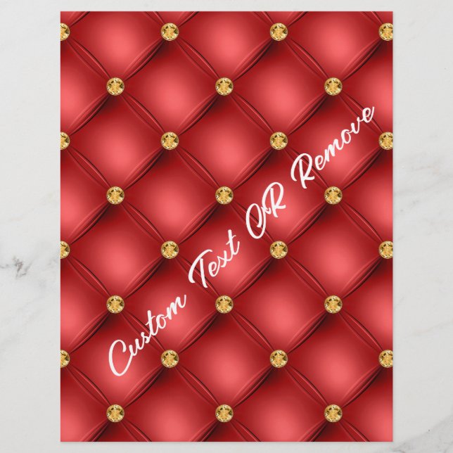 Red Gold Diamond Tufted Custom Text Letterhead Briefbogen (Vorderseite)