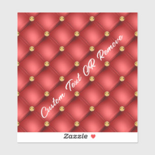 Red Gold Diamond Tufted Custom Text Sticker