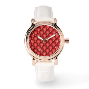 Red Gold Diamonds Tufted Watch Armbanduhr