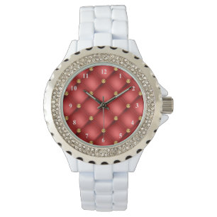 Red Gold Diamonds Tufted Watch Armbanduhr