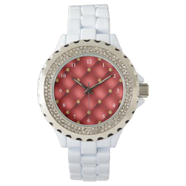 Red Gold Diamonds Tufted Watch Armbanduhr (Vorderseite)