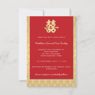 Red & Gold Double Happiness Chinesisch Hochzeit Ei