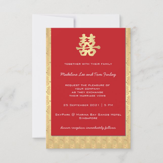 Red & Gold Double Happiness Chinesisch Hochzeit Ei (Vorderseite)