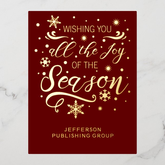 Red Gold Elegant Moderne Business Holiday Carte Fo (Recto)