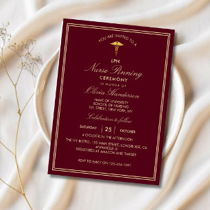 Red Gold Elegante Nurse Pinning Zeremonie Einladung