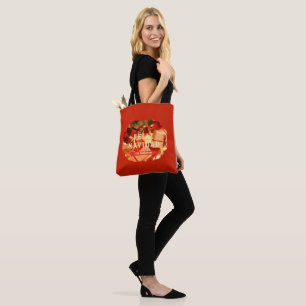 Red Gold Familienname Vintag Spanisch Feliz Navida Tasche