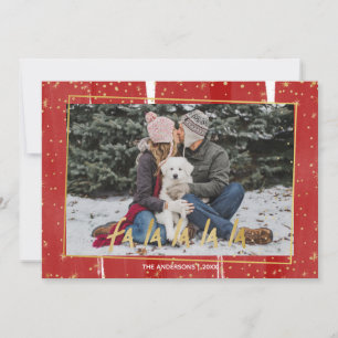 Red & Gold Fan La La La La Snowy Weihnachten