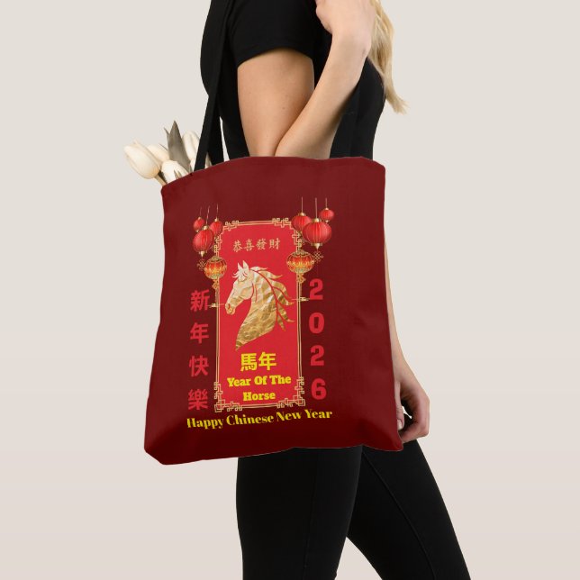 Red & Gold Festive Chinese Year of the Horse Tasche (Von Nahem)