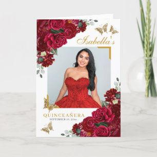 Red & Gold Floral Quinceanera Tiara Butterfliegen Programm