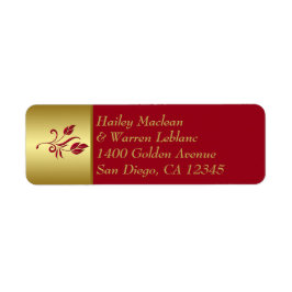 Red, Gold Floral Return Address Label