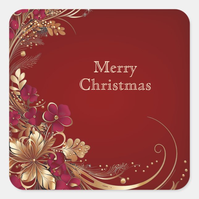 Red Gold Floral Sticker (Vorderseite)