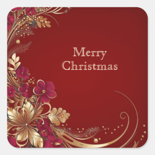 Red Gold Floral Sticker
