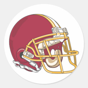 Red & Gold Football Helm Runder Aufkleber