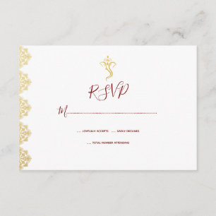 Red & Gold Ganesha und Mehndi Indian UAWG RSVP Karte