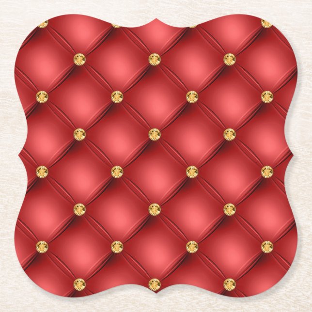 Red Gold Gemstone Paper Untersetzer (Vorderseite)