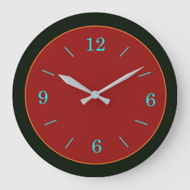Red/Gold Gesichtsausdruck mit Aqua Numerus Wall Uh Große Wanduhr
