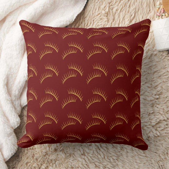 Red Gold Glam Eyelashes Kissen (Decke)