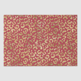 Red Gold Glam Leopard Print Seidenpapier