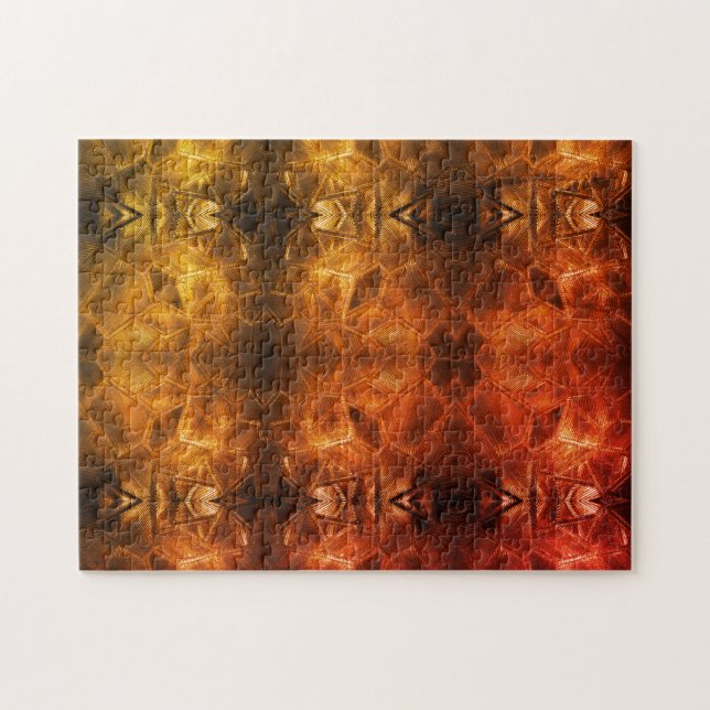 Red Gold Glass Sheen Fiery Tribal Style Warme Töne (Horizontal)