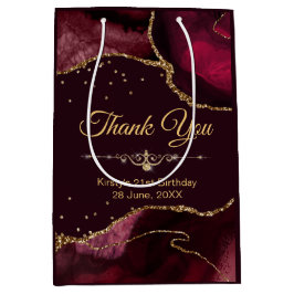 Red & Gold Glitzer Agate Birthday Vielen Dank Mittlere Geschenktüte