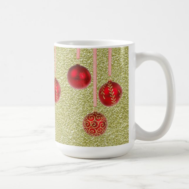 Red Gold Glitzer Frohe Weihnachtsbaumchen Tasse (Rechts)