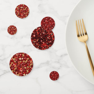 Red Gold Glitzer Hearts Konfetti
