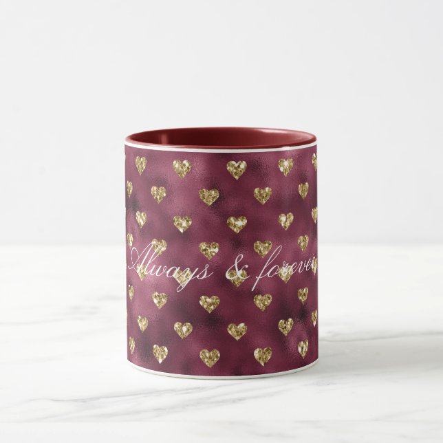 Red Gold Glitzer Hearts Tasse (Zentrum)