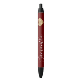 Red Gold Glitzer Herz Personalisierter Name Kugelschreiber