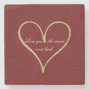 Red Gold Glitzer Herzliche Liebe Steinuntersetzer