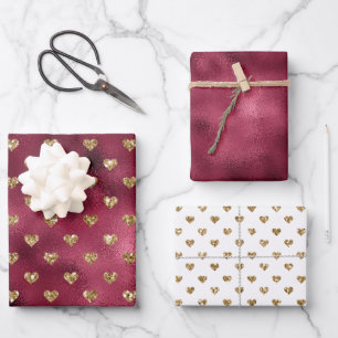 Red Gold Glitzer Hörer Geschenkpapier Set