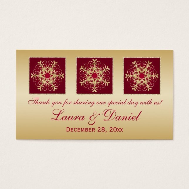 Red Gold Glitzer LOOK Snowflakes Gastgeschenk Hoch (Vorderseite)