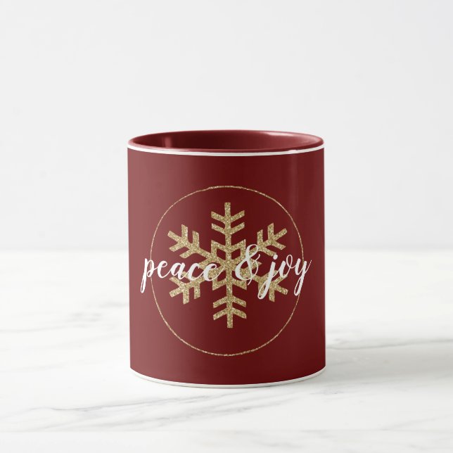 Red Gold Glitzer Snowflake Tasse (Zentrum)