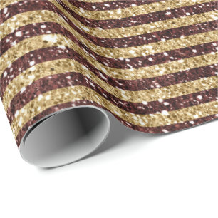 Red Gold Glitzer Sparkline Streifen Geschenkpapier