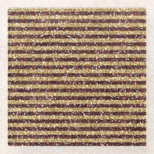 Red Gold Glitzer Sparkline Streifen Glasuntersetzer
