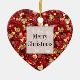 Red Gold Glitzer Weihnachten Keramik Ornament