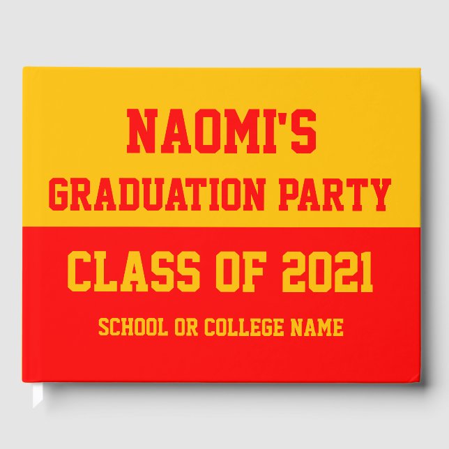 Red & Gold Graduation Party Class of 2024 Gästebuch (Vorderseite)