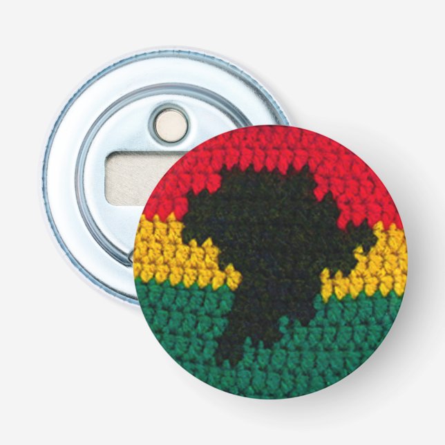 Red Gold Green Black Africa Map Crochet Print Flaschenöffner (Vorderseite)