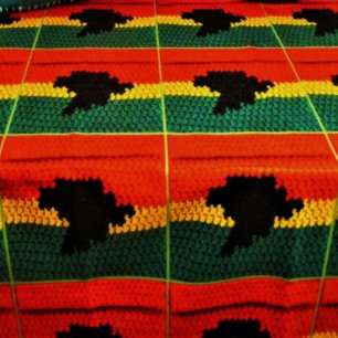 Red Gold Green Black Africa Map Crochet Print on Sherpadecke