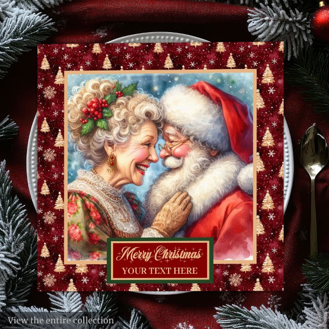 Red Gold Green Christmas Napkins Santa Couple Serviette (Red Gold Green Christmas Napkins Santa Couple)