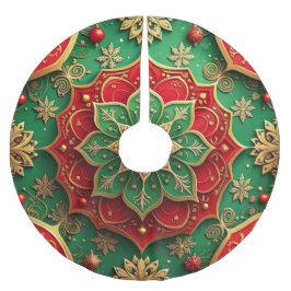 Red Gold Green Decorative Tree Skirt Polyester Weihnachtsbaumdecke