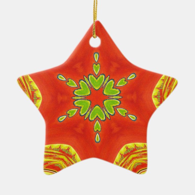 Red Gold Green Mandala Kunstdruckerei Keramik Ornament (Vorne)