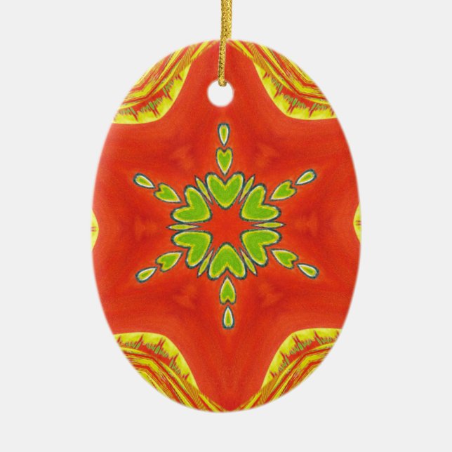 Red Gold Green Mandala Kunstdruckerei Keramikornament (Vorne)