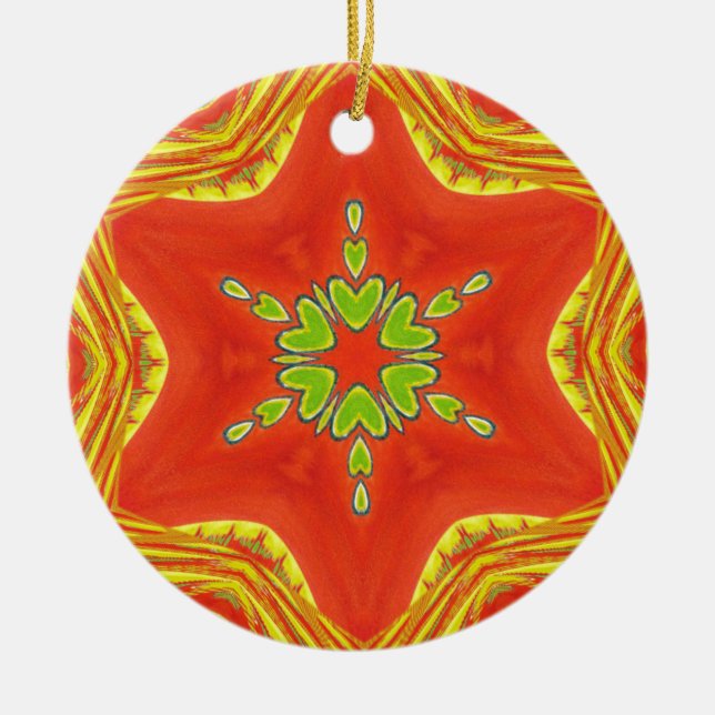 Red Gold Green Mandala Kunstdruckerei Keramikornament (Vorne)