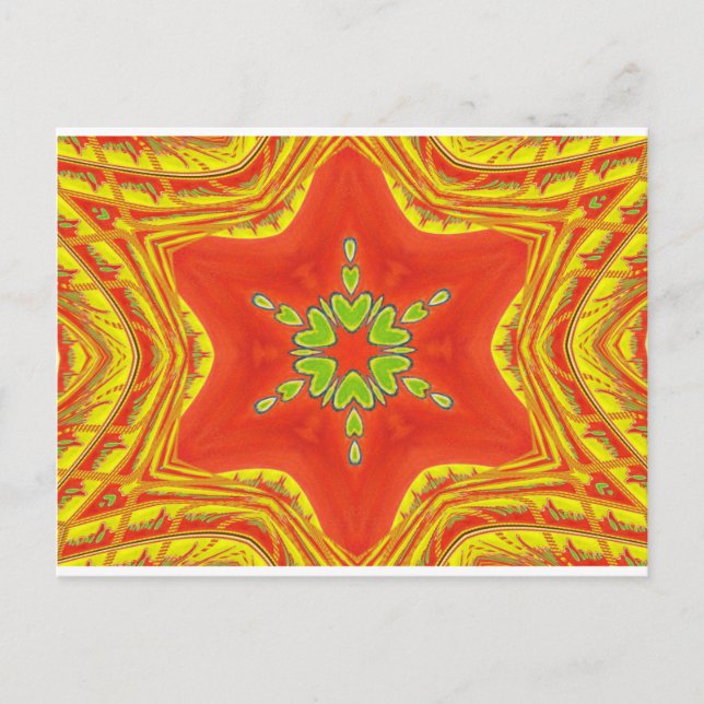 Red Gold Green Mandala Kunstdruckerei Postkarte (Vorderseite)