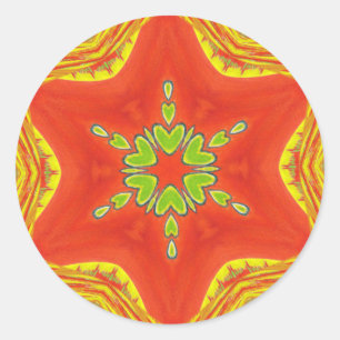 Red Gold Green Mandala Kunstdruckerei Runder Aufkleber