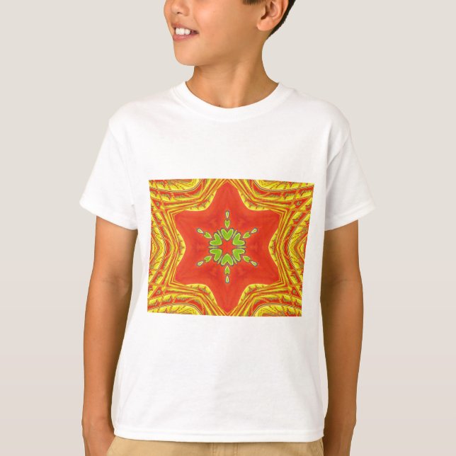 Red Gold Green Mandala Kunstdruckerei T-Shirt (Vorderseite)