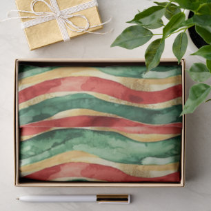 Red Gold Green Strips Weihnachten Seidenpapier