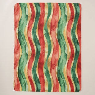 Red Gold Green Strips Weihnachten Sherpadecke