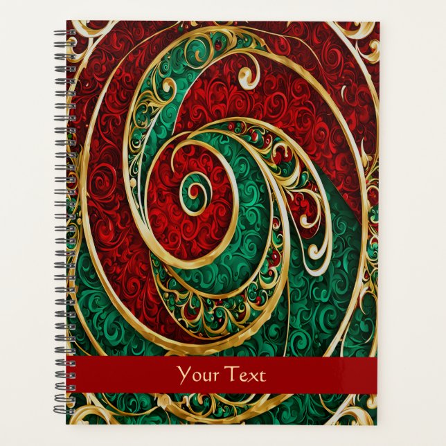 Red Gold Green Weihnachtsfeiertag Planer (Vorderseite)